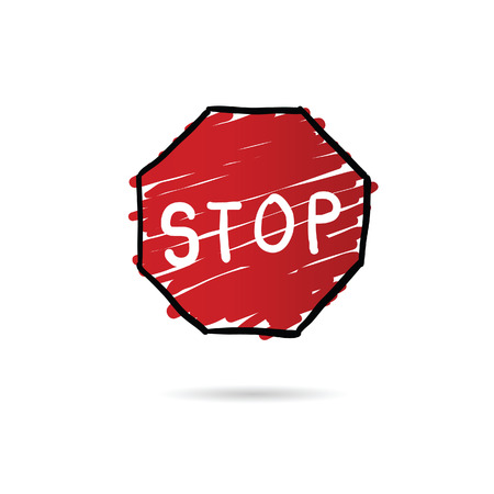 stop sign cartoon illustration in colorfulのイラスト素材