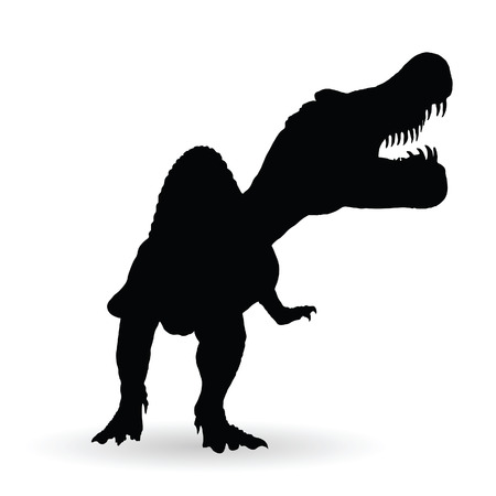 spinosaurus vector black silhouette on white backgroundのイラスト素材