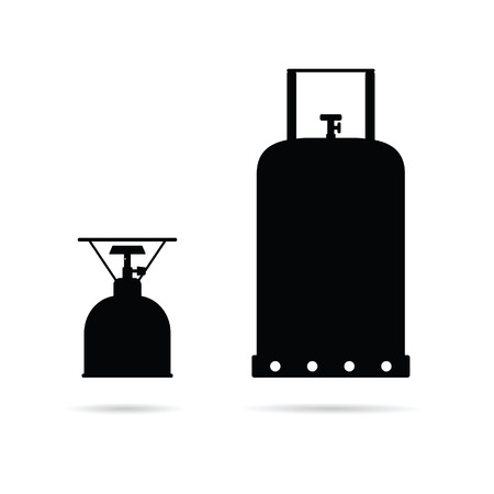 gas cylinder set in black color art illustration on whiteのイラスト素材