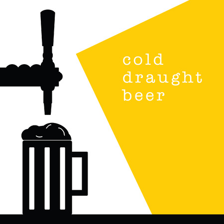 beer tap with mug drink cold illustration on white backgroundのイラスト素材