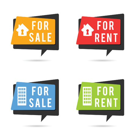 house for rent and sale set illustration in colorfulのイラスト素材