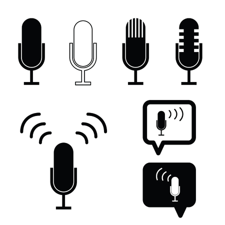 microphone set ancient icon in black color illustrationのイラスト素材