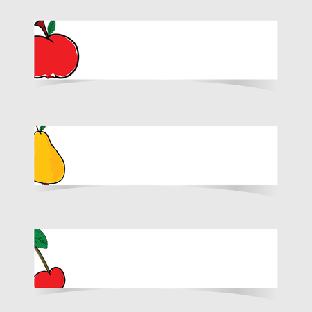 fruit fresh with white banner set illustration in colorfulのイラスト素材
