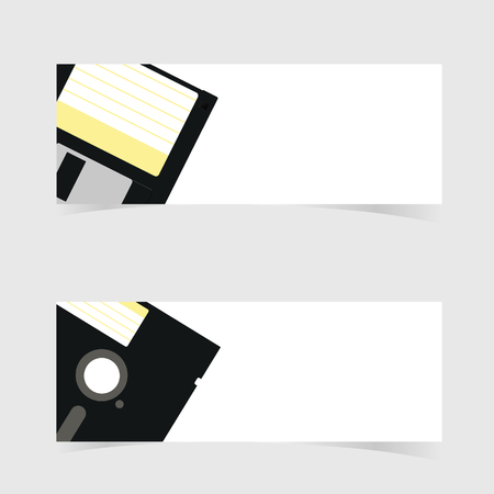 banner with floppy disc icon illustration on grey backgroundのイラスト素材