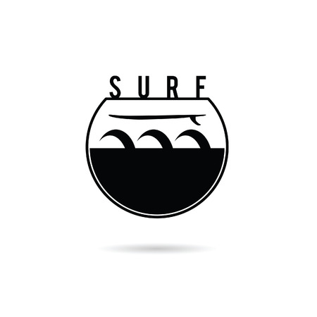 surfboard in water black and white color art illustrationのイラスト素材