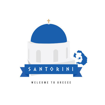 santorini island greece symbol in blue and white illustrationのイラスト素材
