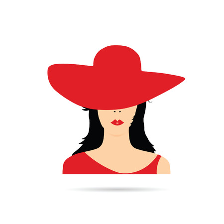 woman head with red hat fashion illustration in colorfulのイラスト素材