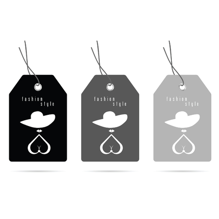 tag with girl fashion style set illustration on whiteのイラスト素材