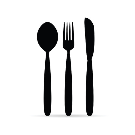 cutlery in black color design art illustration on whiteのイラスト素材