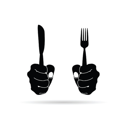 cutlery in hand drawing in black color illustration on white backgroundのイラスト素材