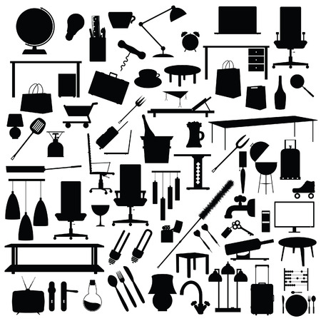 tool set in black color illustration art on white backgroundのイラスト素材