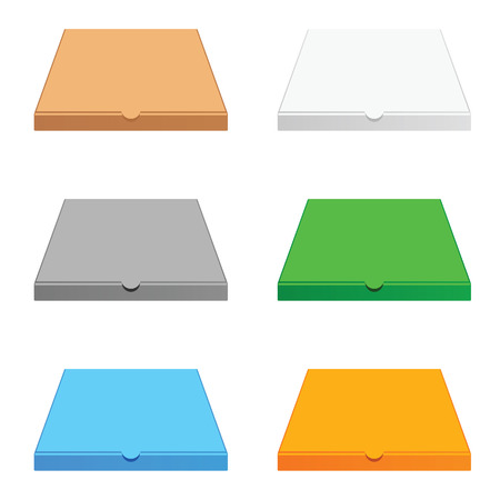pizza cardboard box in six color vector illustrationのイラスト素材