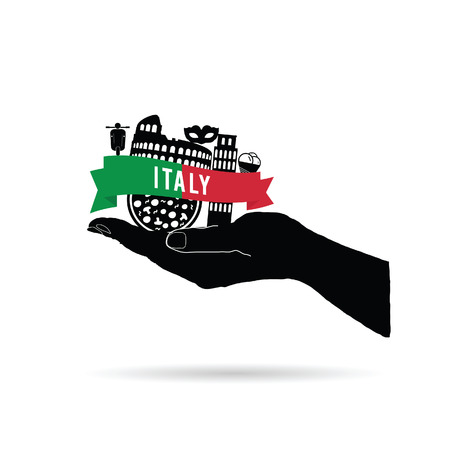italy symbol color in hand illustration on whiteのイラスト素材