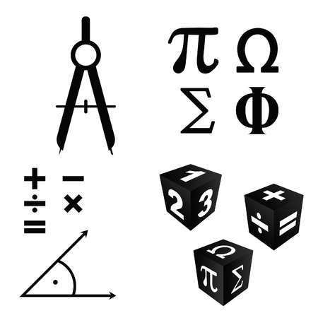 math icons set in black color art illustrationのイラスト素材