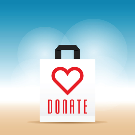 donate symbol with heart on paper bag art illustrationのイラスト素材