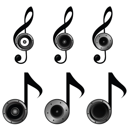 violin key set music sound illustration on whiteのイラスト素材