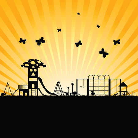 children playground in nature in color art illustrationのイラスト素材