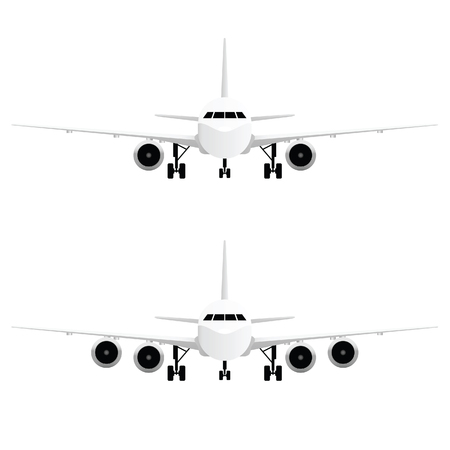 Airplane in white color flight set art illustrationのイラスト素材