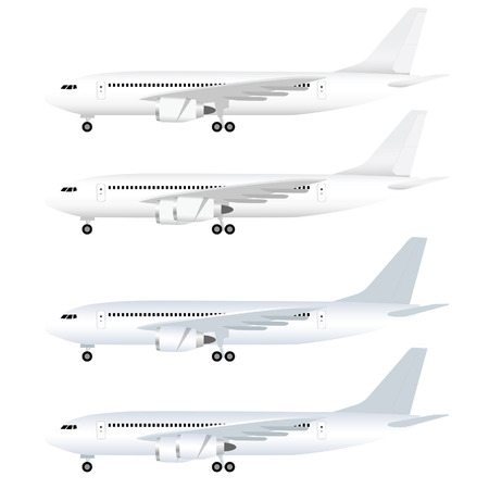 airplane white set flight art illustrationのイラスト素材