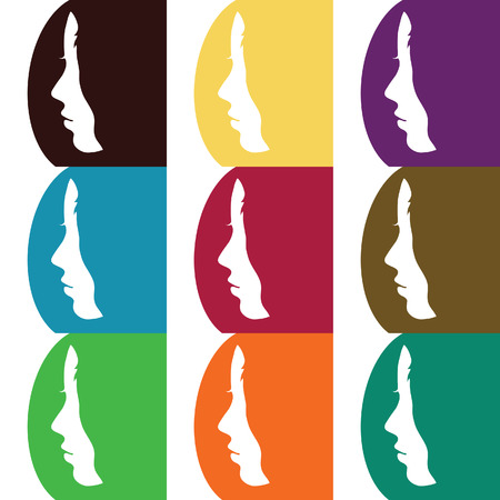 face of a girl with a different hair color illustrationのイラスト素材