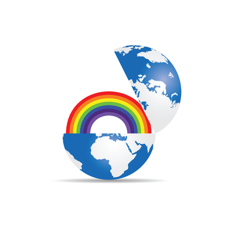 globe with rainbow illustration in colorfulのイラスト素材
