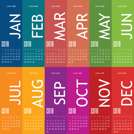 A calendar for year 2018 with color card set two.のイラスト素材