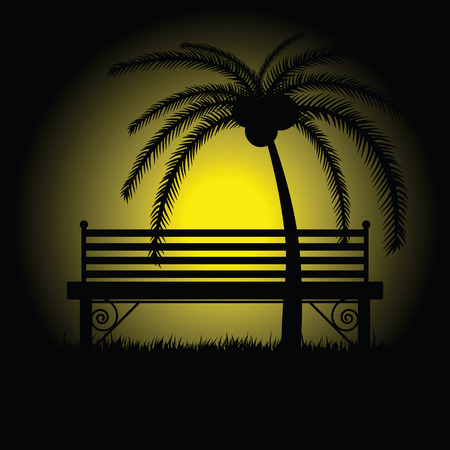 park bench empty art illustrationのイラスト素材