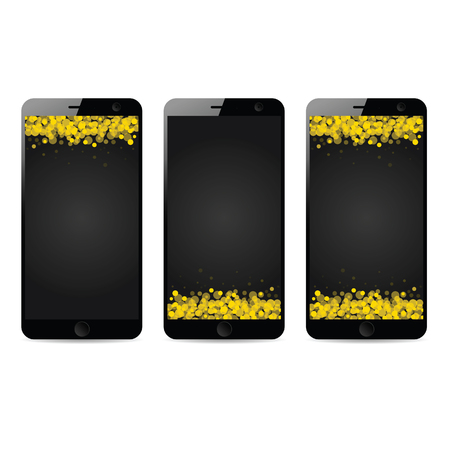 Mobile phone with sparkle gold casing design.のイラスト素材