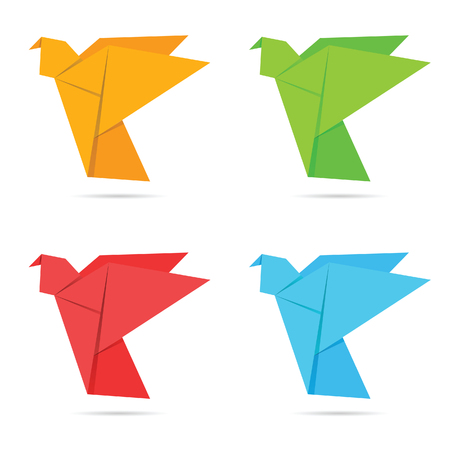 bird origami colored art illustrationのイラスト素材