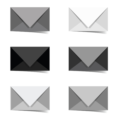 letter envelope set in grey color illustrationのイラスト素材