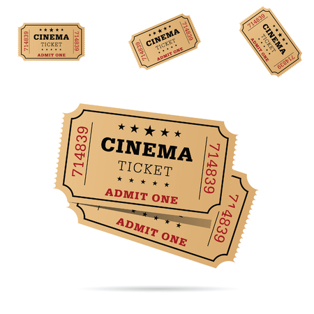 cinema ticket movie entertainment set art illustrationのイラスト素材