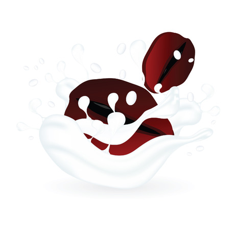 Coffee bean in milk art illustrationのイラスト素材