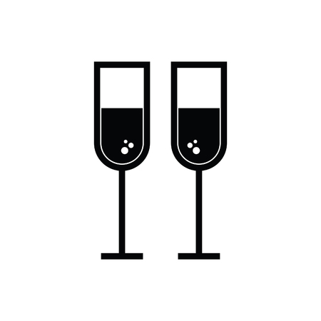 wine glass art illustration in black colorのイラスト素材