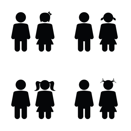 children icon set two vector on white backgroundのイラスト素材