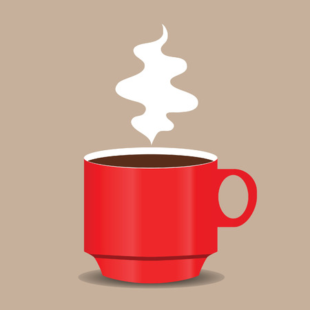 coffee cup red color vector illustration on brown backgroundのイラスト素材
