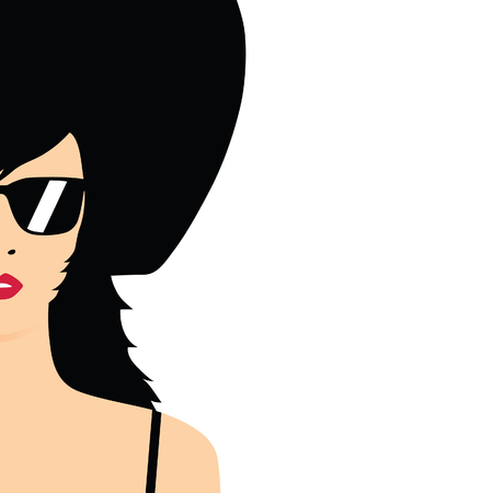 girl in black dress and hat vector illustration on whiteのイラスト素材