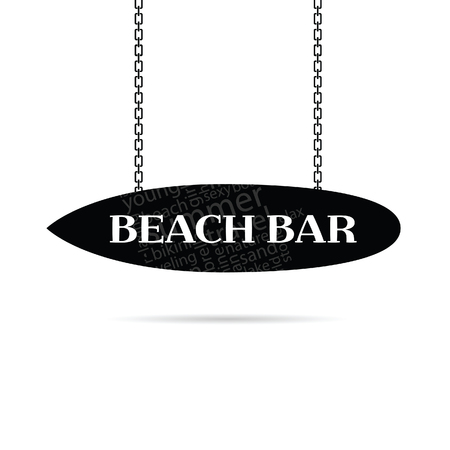 beach bar sign illustration in black colorのイラスト素材
