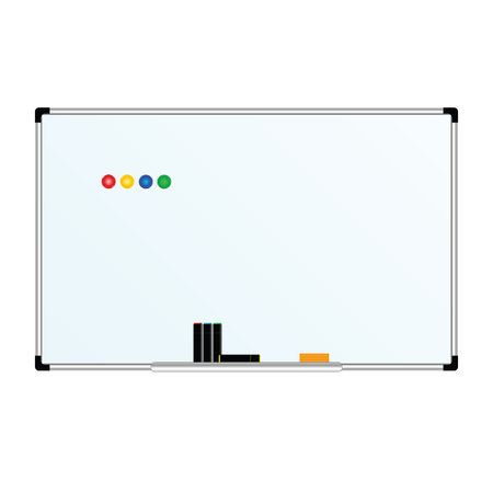 board in white background with marker pens and magnetsのイラスト素材