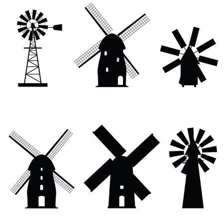 windmill silhouette icon old and retro objectのイラスト素材