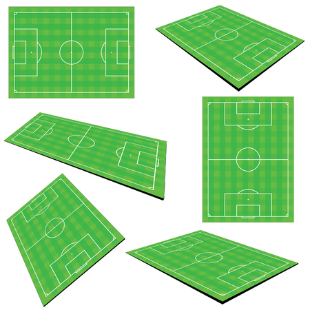 football field set vector illustration in green colorのイラスト素材