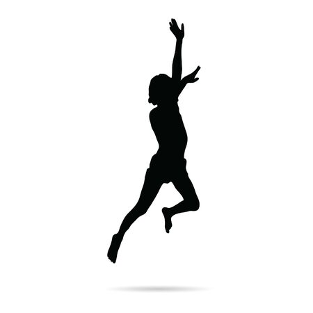 child silhouette jumping illustration on white backgroundのイラスト素材