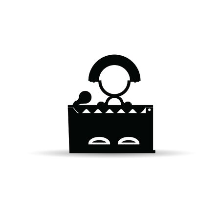 old iron vector in black, vintage object on whiteのイラスト素材