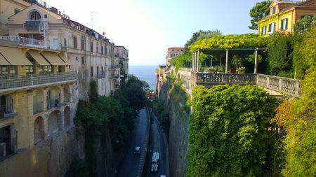 Sorrento famous stone way to the sea inside the rock summer picturesque beautiful view, Italy. Amalfi coastの写真素材