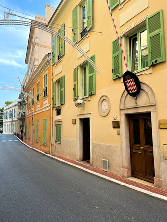 Old town in Monaco, street in Monaco city. Exterior view on colorful building.の写真素材