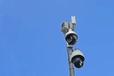 Modern smart cctv security cameras with artificial intelligence and night visionの写真素材