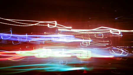 Abstract background of night light on street , long exposure shot