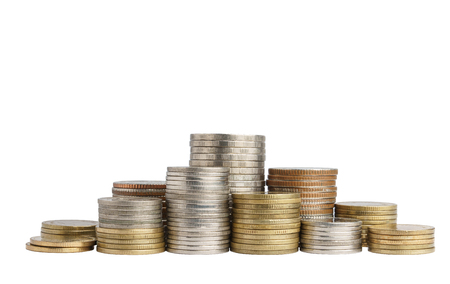Group of Coin stacks on a white background