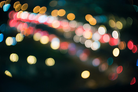 Blurred Abstract image ; Out Focus of  night traffic light in the city