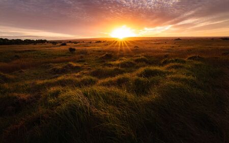 Beautiful Panorama sunset and sunrise at west coast national park , soth africaの写真素材