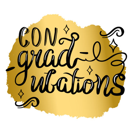 Congratulations on graduation. Hand painted lettering phrase. Greeting card for graduation party.のイラスト素材